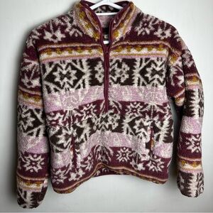 Sundance Heidi Sherpa Pullover Women's Size Large Jacket 1/2 Zip Printed Fleece